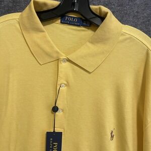 NEW Polo Ralph Lauren Polo‎ Shirt Mens 3XLT TALL Yellow Soft Touch Flesh Pony